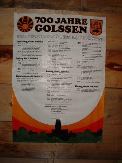 Veranstaltungsplakat zur 700-Jahr-Feier im Jahr 1976 in Golßen