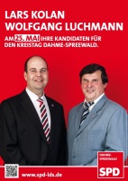 Lars Kolan (links) - Wahlplakat zur Kommunalwahl 2014 in Brandenburg